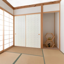 画像をギャラリービューアに読み込む, 編み桧垣柄のふすま紙を貼った和室。施工事例
