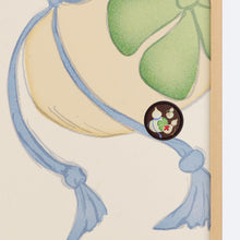 画像をギャラリービューアに読み込む, 多福の花華引手(茶枠)と多福の花(薄卵)のふすま紙のディテール。引き手のデザインがわかる商品画像。