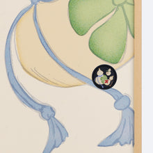 画像をギャラリービューアに読み込む, 多福の花華引手（黒枠）と多福の花（薄卵）ふすま紙のディテール。引き手のデザインがわかる商品画像。
