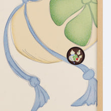 画像をギャラリービューアに読み込む, 多福の花華引手（茶枠）と多福の花（薄卵）のふすま紙のディテール。引き手のデザインがわかる商品画像。
